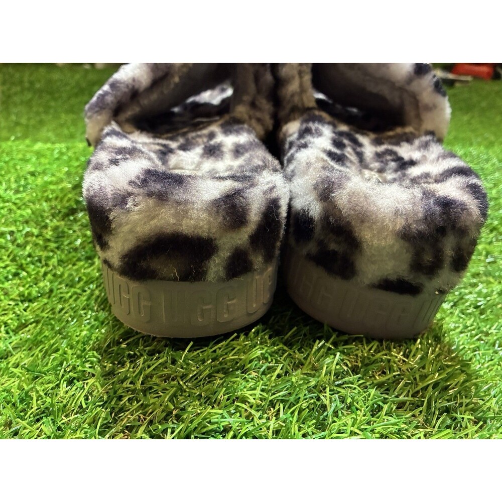 UGG Fluffita Leopard Print Platform Slide Slippers Womens Size 9 Sheepskin - Picture 5 of 7